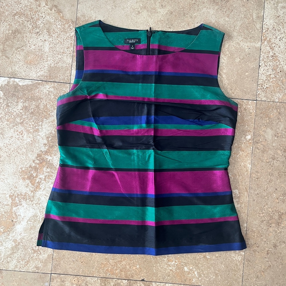 Striped Sleeveless Top - Green, Purple, Black